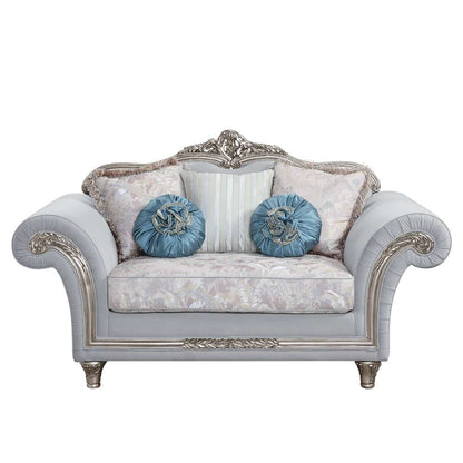 ACME Furniture - Pelumi Loveseat w/5 Pillows - Light Gray Linen & Platinum - LV01113 view 2