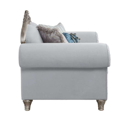 ACME Furniture - Pelumi Loveseat w/5 Pillows - Light Gray Linen & Platinum - LV01113 view 3