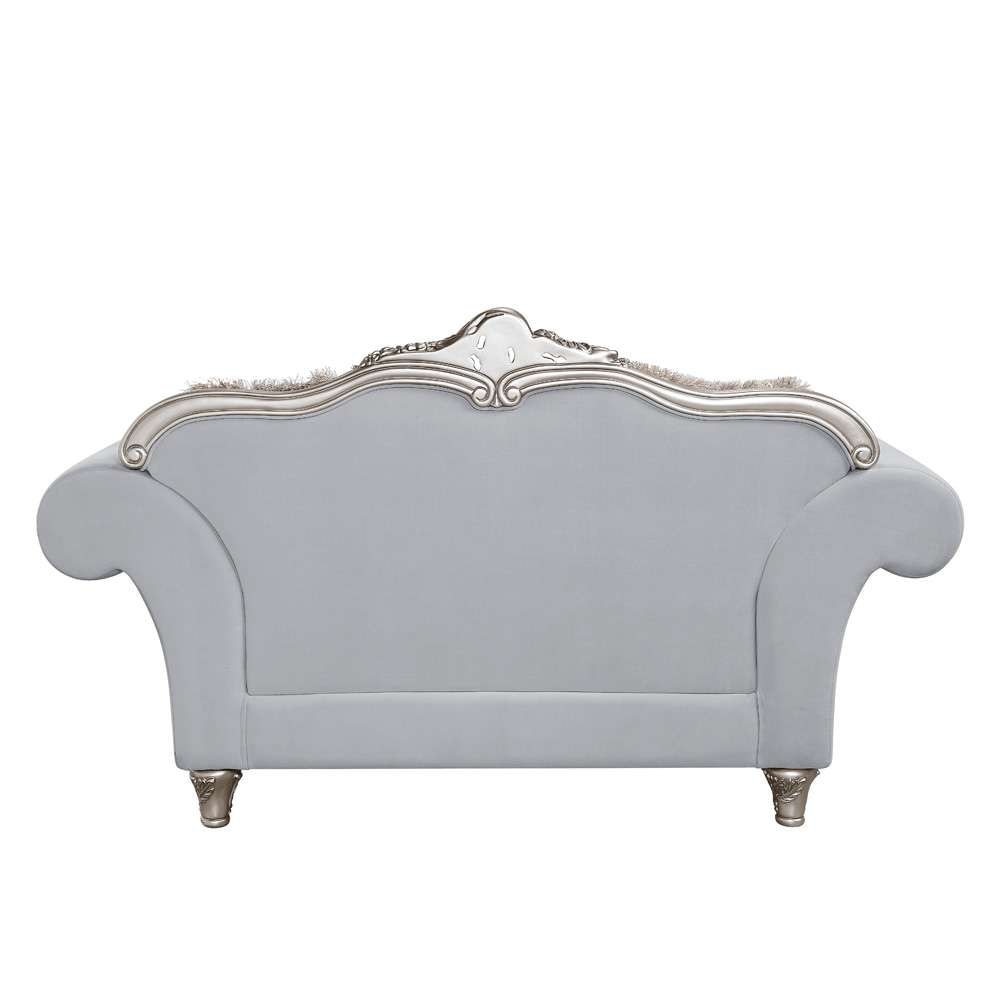 ACME Furniture - Pelumi Loveseat w/5 Pillows - Light Gray Linen & Platinum - LV01113 view 4