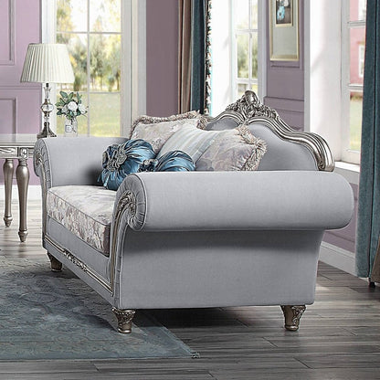 ACME Furniture - Pelumi Loveseat w/5 Pillows - Light Gray Linen & Platinum - LV01113 view 5