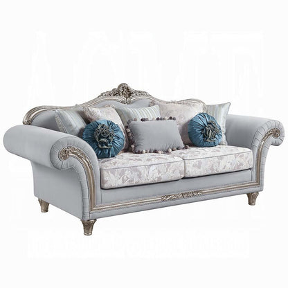 ACME Furniture - Pelumi Sofa w/8 Pillows - Light Gray Linen & Platinum Finish - LV01112 veiw 1