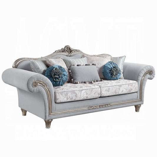 ACME Furniture - Pelumi Sofa w/8 Pillows - Light Gray Linen & Platinum Finish - LV01112 veiw 1