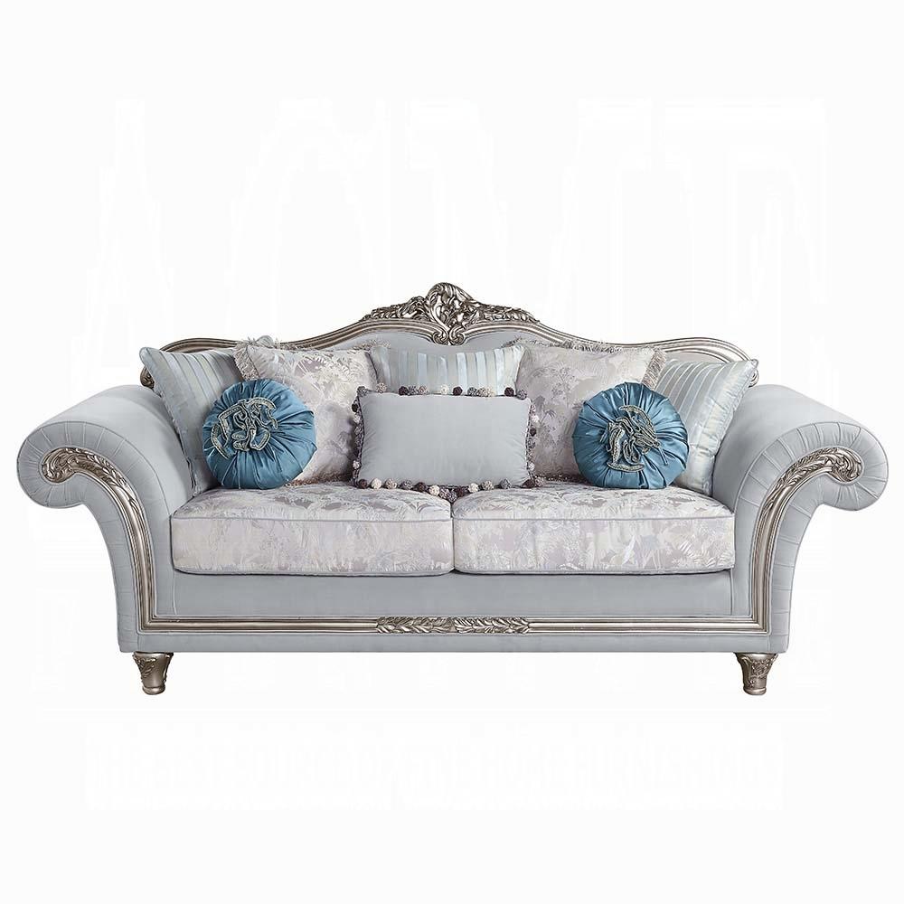 ACME Furniture - Pelumi Sofa w/8 Pillows - Light Gray Linen & Platinum Finish - LV01112 veiw 2