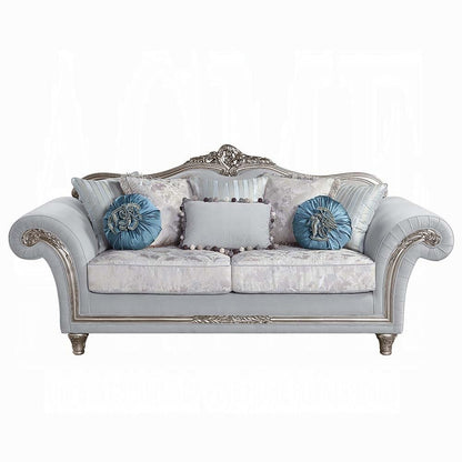 ACME Furniture - Pelumi Sofa w/8 Pillows - Light Gray Linen & Platinum Finish - LV01112 veiw 2