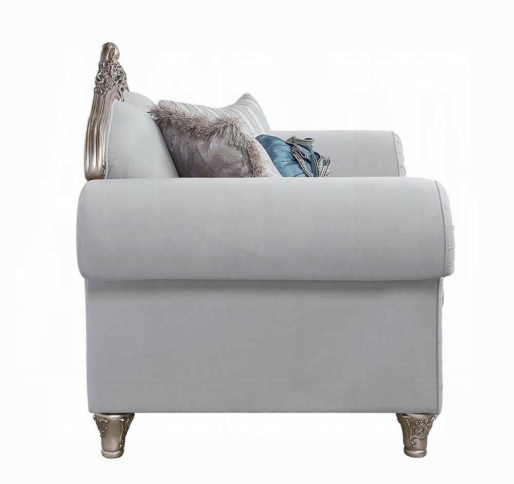 ACME Furniture - Pelumi Sofa w/8 Pillows - Light Gray Linen & Platinum Finish - LV01112 veiw 3