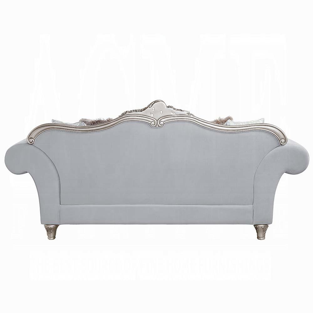 ACME Furniture - Pelumi Sofa w/8 Pillows - Light Gray Linen & Platinum Finish - LV01112 veiw 4