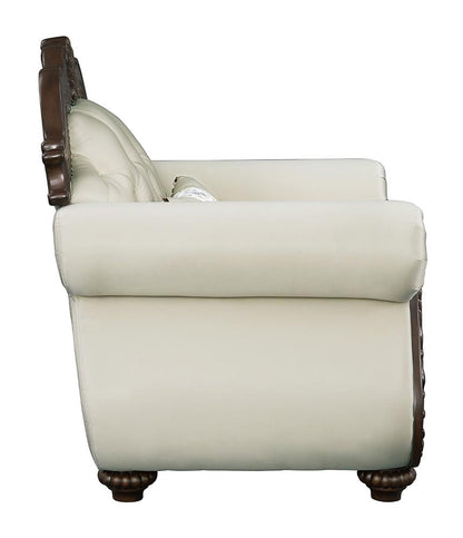 ACME Furniture - Pierce Chair w/Pillow - Beige Fabric & Cherry Finish - LV03832 veiw 3
