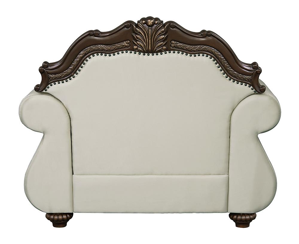 ACME Furniture - Pierce Chair w/Pillow - Beige Fabric & Cherry Finish - LV03832 veiw 4