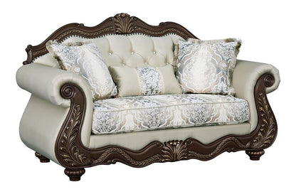 ACME Furniture - Pierce Loveseat w/3 Pillows - Beige Fabric & Cherry Finish - LV03831 view 2
