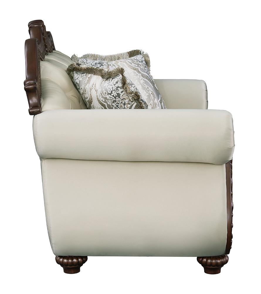 ACME Furniture - Pierce Loveseat w/3 Pillows - Beige Fabric & Cherry Finish - LV03831 view 3