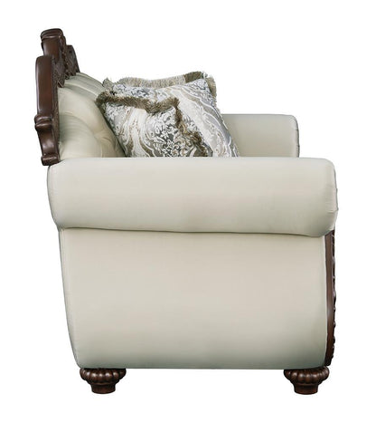 ACME Furniture - Pierce Loveseat w/3 Pillows - Beige Fabric & Cherry Finish - LV03831 view 3
