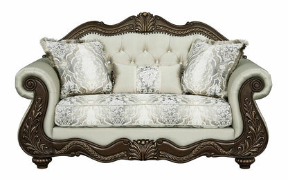 ACME Furniture - Pierce Loveseat w/3 Pillows - Beige Fabric & Cherry Finish - LV03831 veiw 1