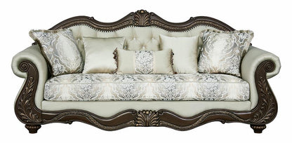 ACME Furniture - Pierce Sofa w/5 Pillows - Beige Fabric & Cherry Finish - LV03830 view 1