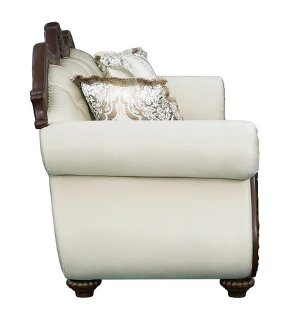 ACME Furniture - Pierce Sofa w/5 Pillows - Beige Fabric & Cherry Finish - LV03830 view 3
