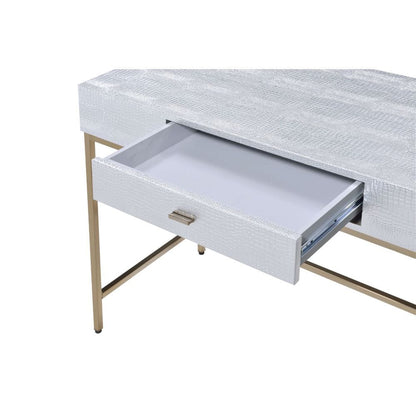 ACME Furniture - Piety - Writing Desk - Silver Synthetic Leather & Champagne - 92425 view 2