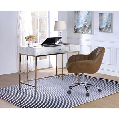 ACME Furniture - Piety - Writing Desk - Silver Synthetic Leather & Champagne - 92425 view 3