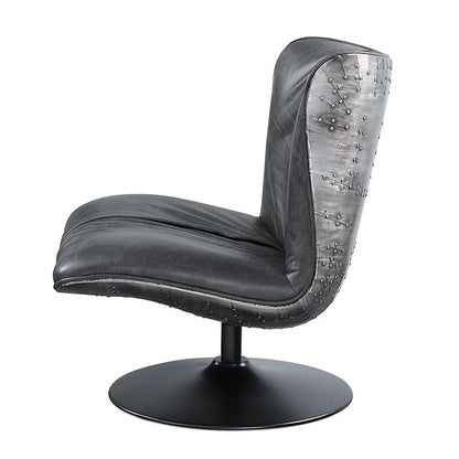 ACME Furniture - Piotr Accent Chair w/Swivel - Black Top Grain Leather - AC02581 veiw 4
