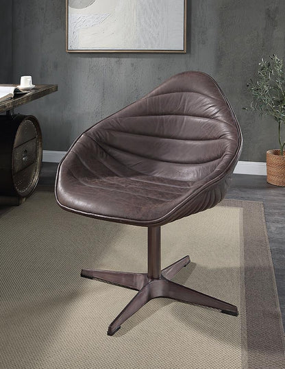 ACME Furniture - Pipino Accent Chair w/Swivel - Antique Ebony Top Grain Leather - AC02582 veiw 1