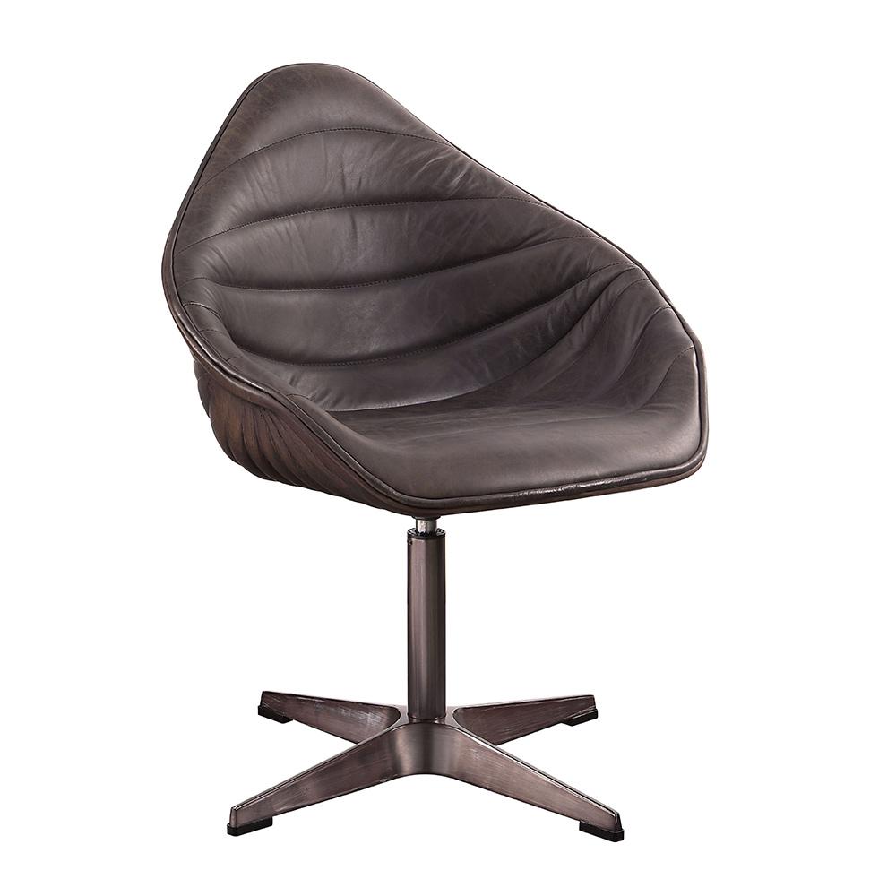 ACME Furniture - Pipino Accent Chair w/Swivel - Antique Ebony Top Grain Leather - AC02582 veiw 2