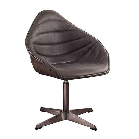 ACME Furniture - Pipino Accent Chair w/Swivel - Antique Ebony Top Grain Leather - AC02582 veiw 2