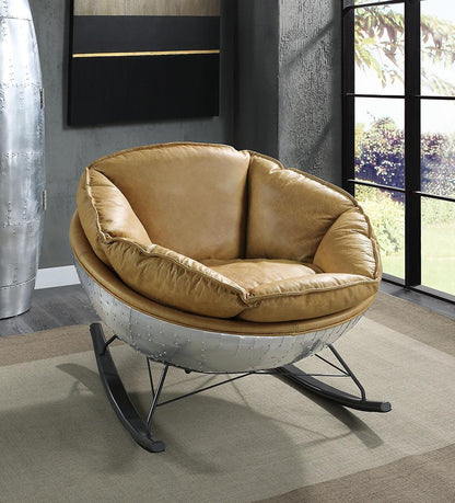 ACME Furniture - Pippin Rocking Chair - Morocco Top Grain Leather & Aluminum Finish - AC02583 veiw 1