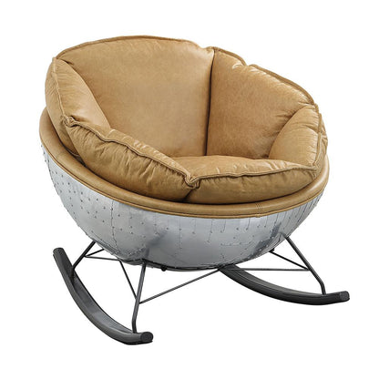 ACME Furniture - Pippin Rocking Chair - Morocco Top Grain Leather & Aluminum Finish - AC02583 veiw 2