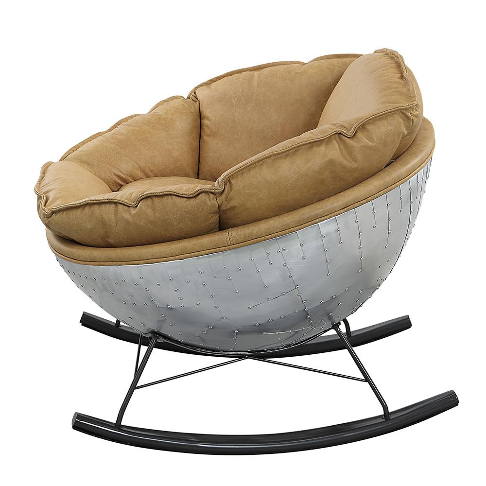 ACME Furniture - Pippin Rocking Chair - Morocco Top Grain Leather & Aluminum Finish - AC02583 veiw 4