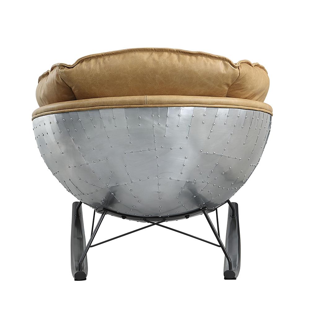 ACME Furniture - Pippin Rocking Chair - Morocco Top Grain Leather & Aluminum Finish - AC02583 veiw 5
