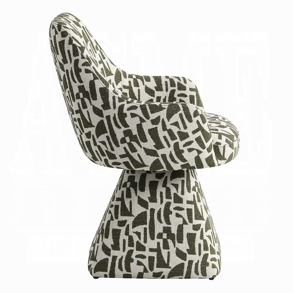 ACME Furniture - Priel - Accent Chair w/Swivel - Green Pattern Fabric - AC02677 view 3