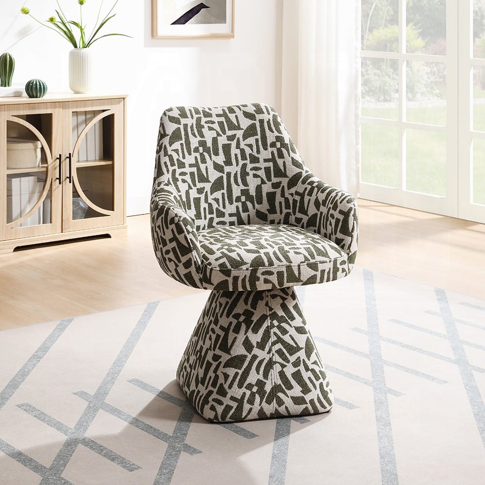 ACME Furniture - Priel - Accent Chair w/Swivel - Green Pattern Fabric - AC02677 view 6