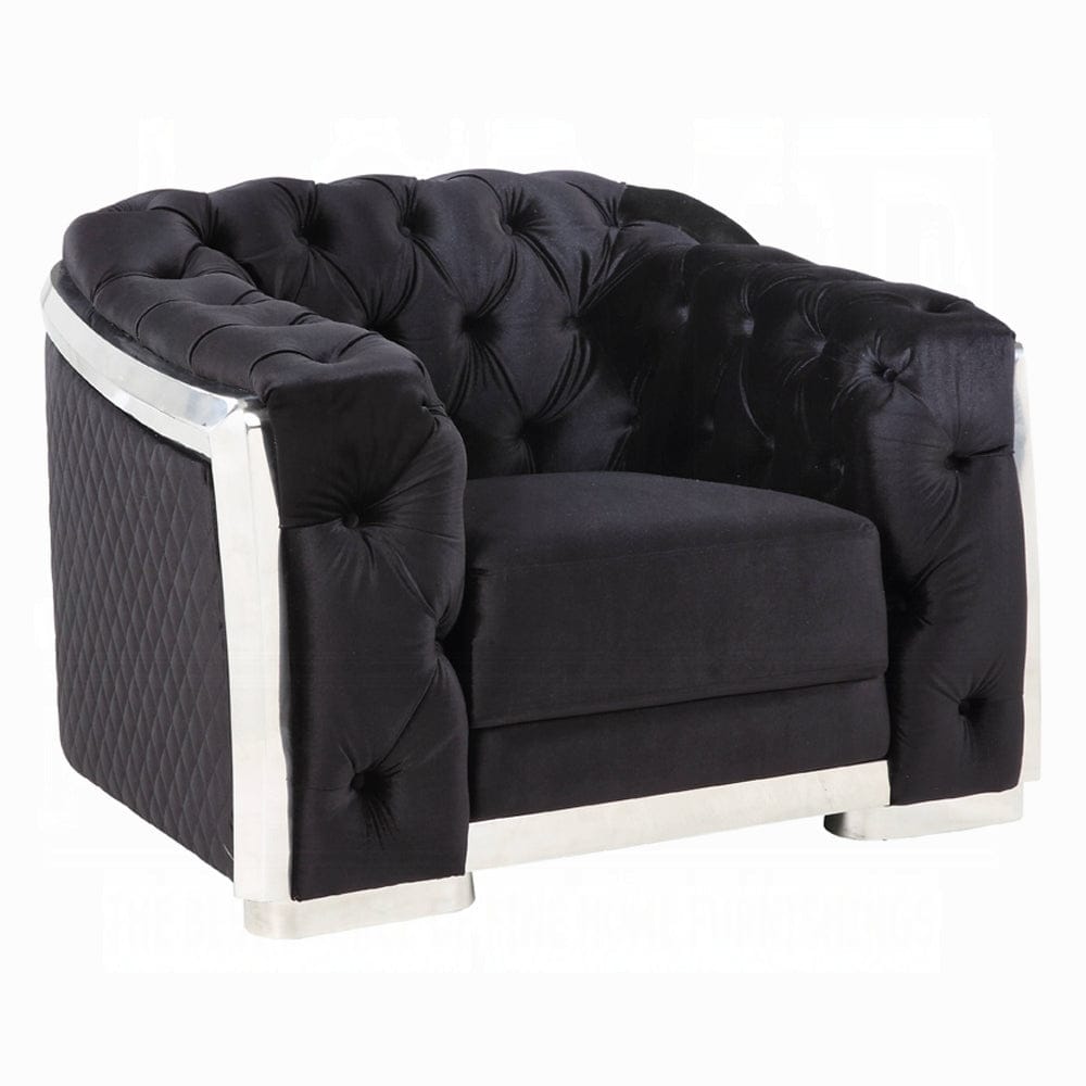 ACME Furniture - Pyroden Chair - Black Velvet & Chrome - LV00298 view 1