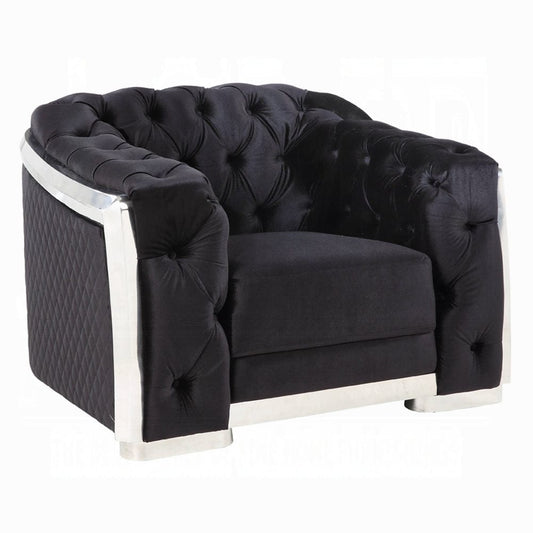 ACME Furniture - Pyroden Chair - Black Velvet & Chrome - LV00298 view 1