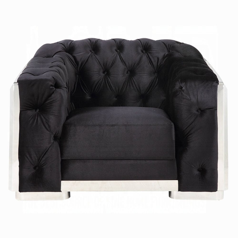 ACME Furniture - Pyroden Chair - Black Velvet & Chrome - LV00298 view 2