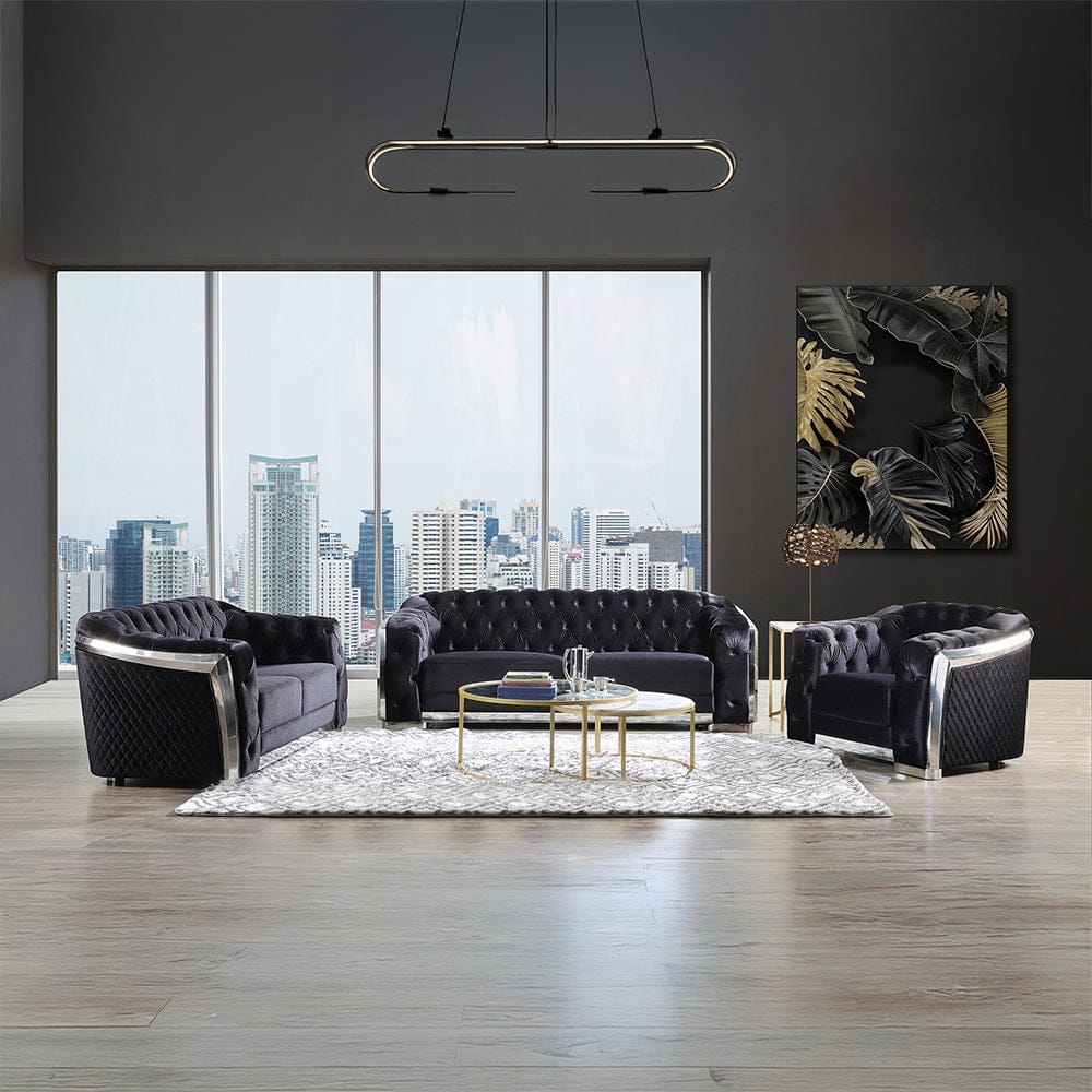 ACME Furniture - Pyroden Chair - Black Velvet & Chrome - LV00298 view 7