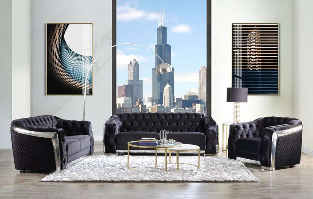 ACME Furniture - Pyroden Chair - Black Velvet & Chrome - LV00298 view 8