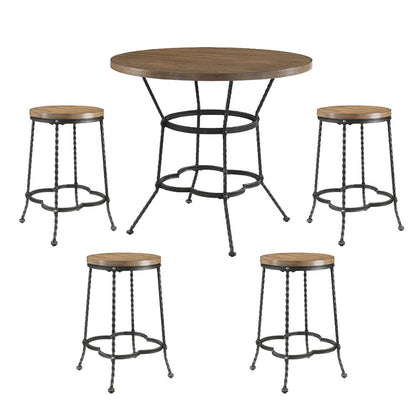ACME Furniture - Qamar - 5Pc Pack Counter Height Table Set - Walnut & Antique Black - 71890 view 1