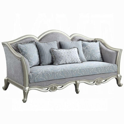 ACME Furniture - Qunsia Sofa w/5 Pillows - Light Gray Linen & Champagne Finish - LV01117 veiw 1