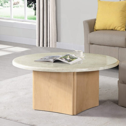 ACME Furniture - Qwin Coffee Table - Marble Top & Oak Finish - LV03005 veiw 5