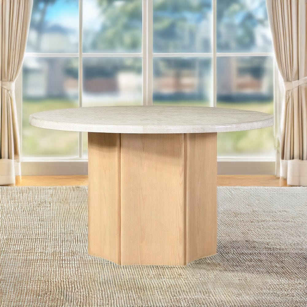 ACME Furniture - Qwin Round Dining Table - Marble Top & Oak Finish - DN02875 view 4