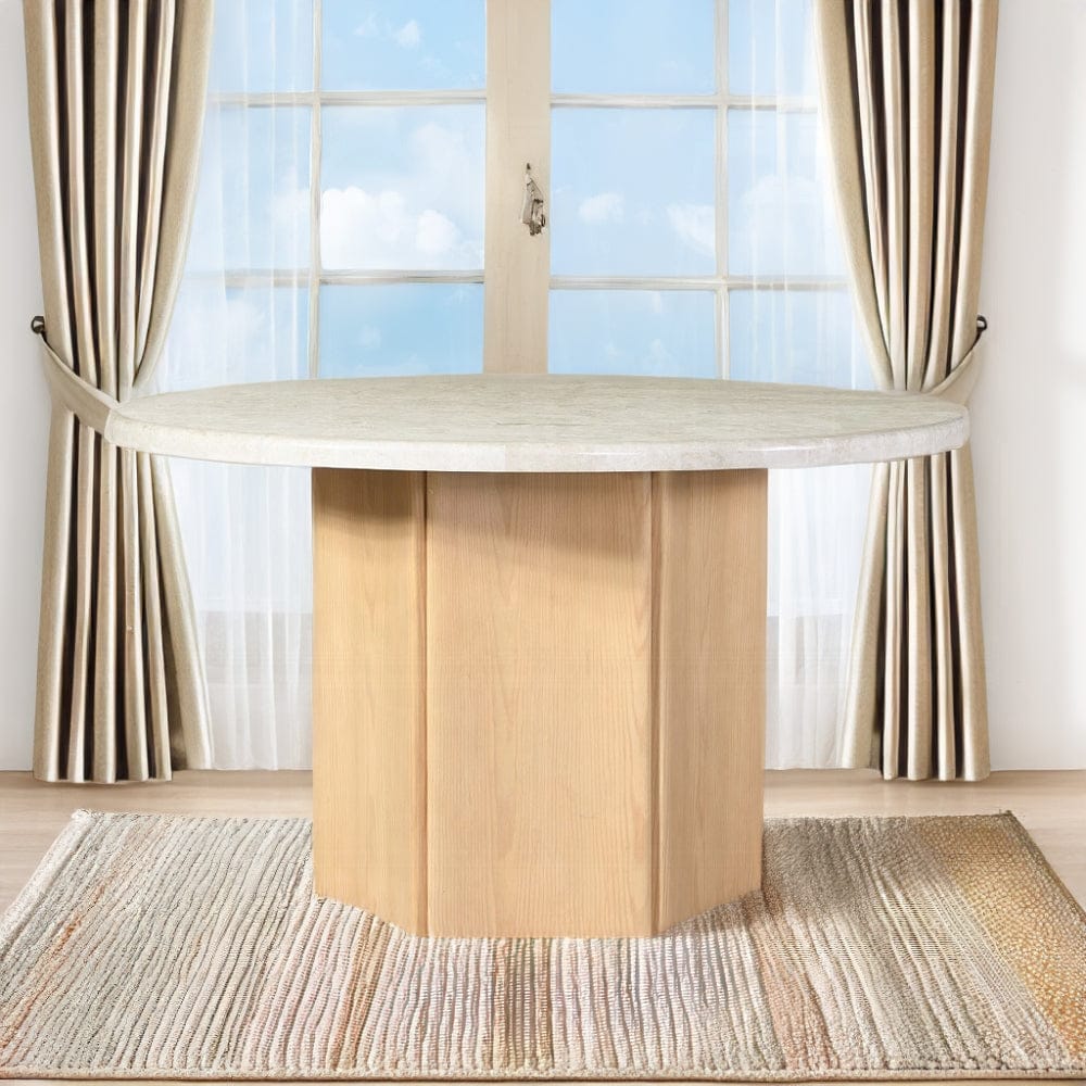 ACME Furniture - Qwin Round Dining Table - Marble Top & Oak Finish - DN02875 view 5