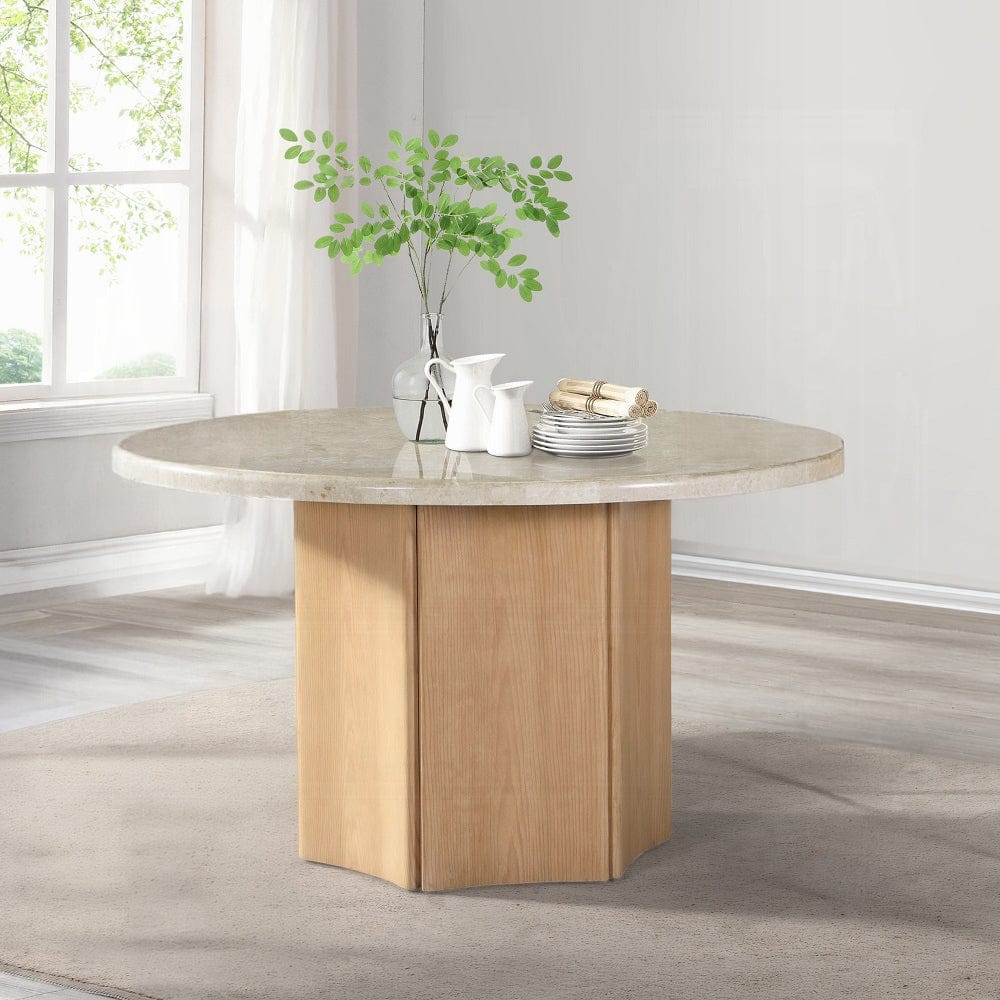 ACME Furniture - Qwin Round Dining Table - Marble Top & Oak Finish - DN02875 view 6