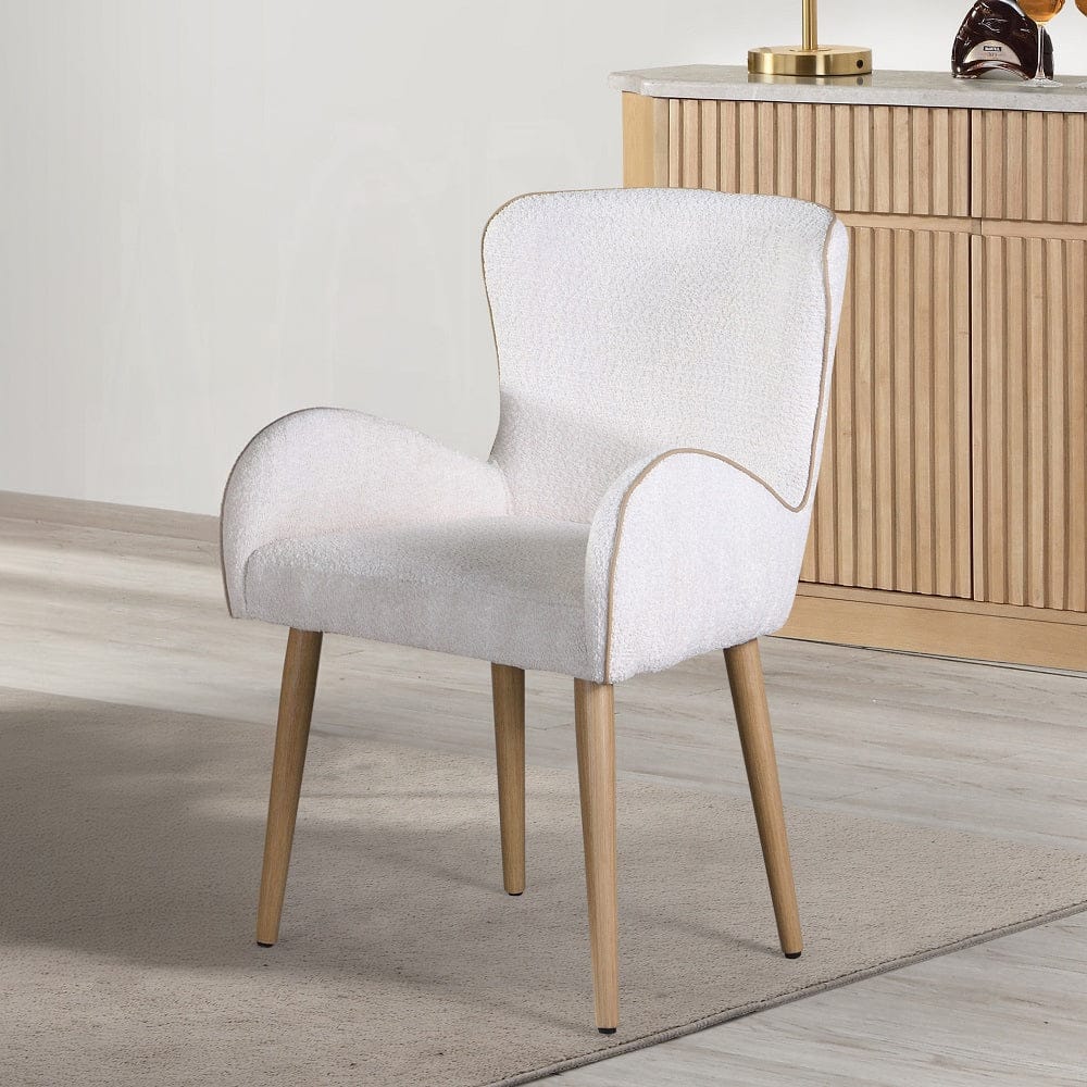 ACME Furniture - Qwin Side Chair (Set of 2) - Beige Boucle & Oak Finish - DN02876 view 8