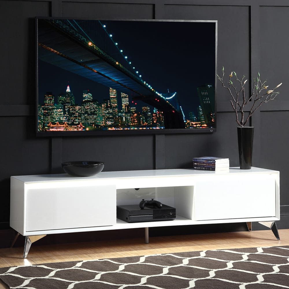 ACME Furniture - Raceloma - TV Stand - LED, White & Chrome Finish - 91995 view 6