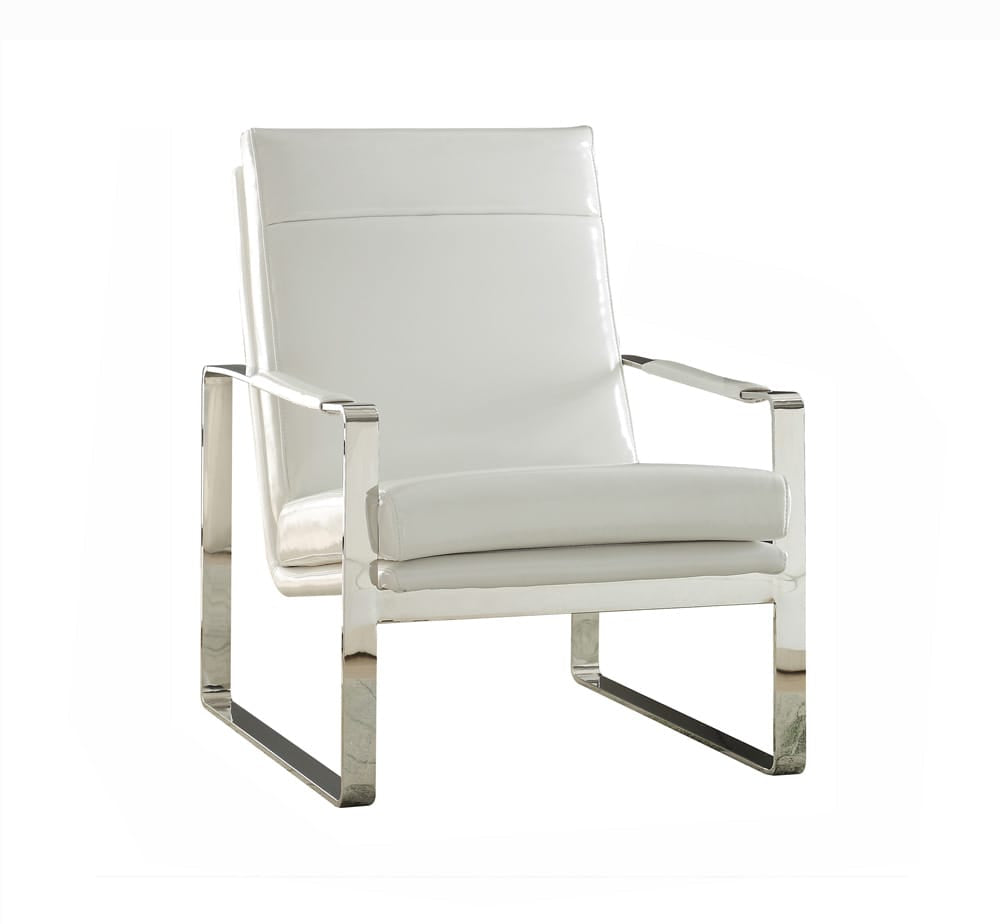ACME Furniture - Rafael - Accent Chair - White Synthetic Leather & Stainless Steel - 59782 view 1