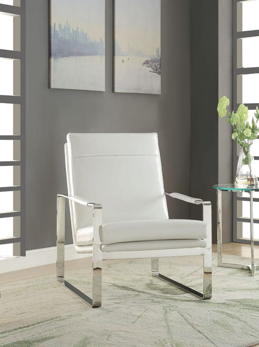 ACME Furniture - Rafael - Accent Chair - White Synthetic Leather & Stainless Steel - 59782 view 2