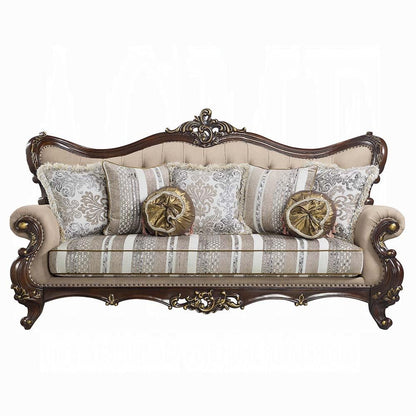 ACME Furniture - Ragnar Sofa w/7 Pillows - Light Brown Linen & Cherry Finish - LV01122 veiw 2