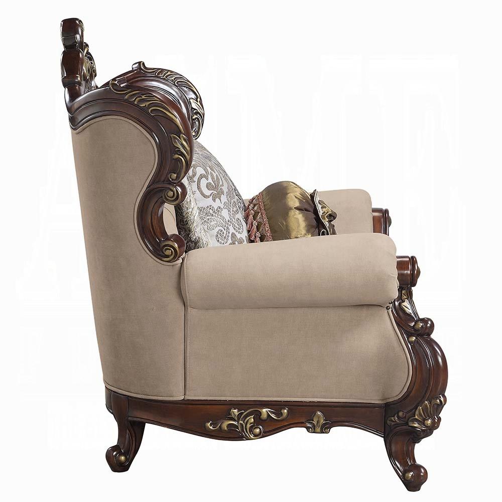 ACME Furniture - Ragnar Sofa w/7 Pillows - Light Brown Linen & Cherry Finish - LV01122 veiw 3