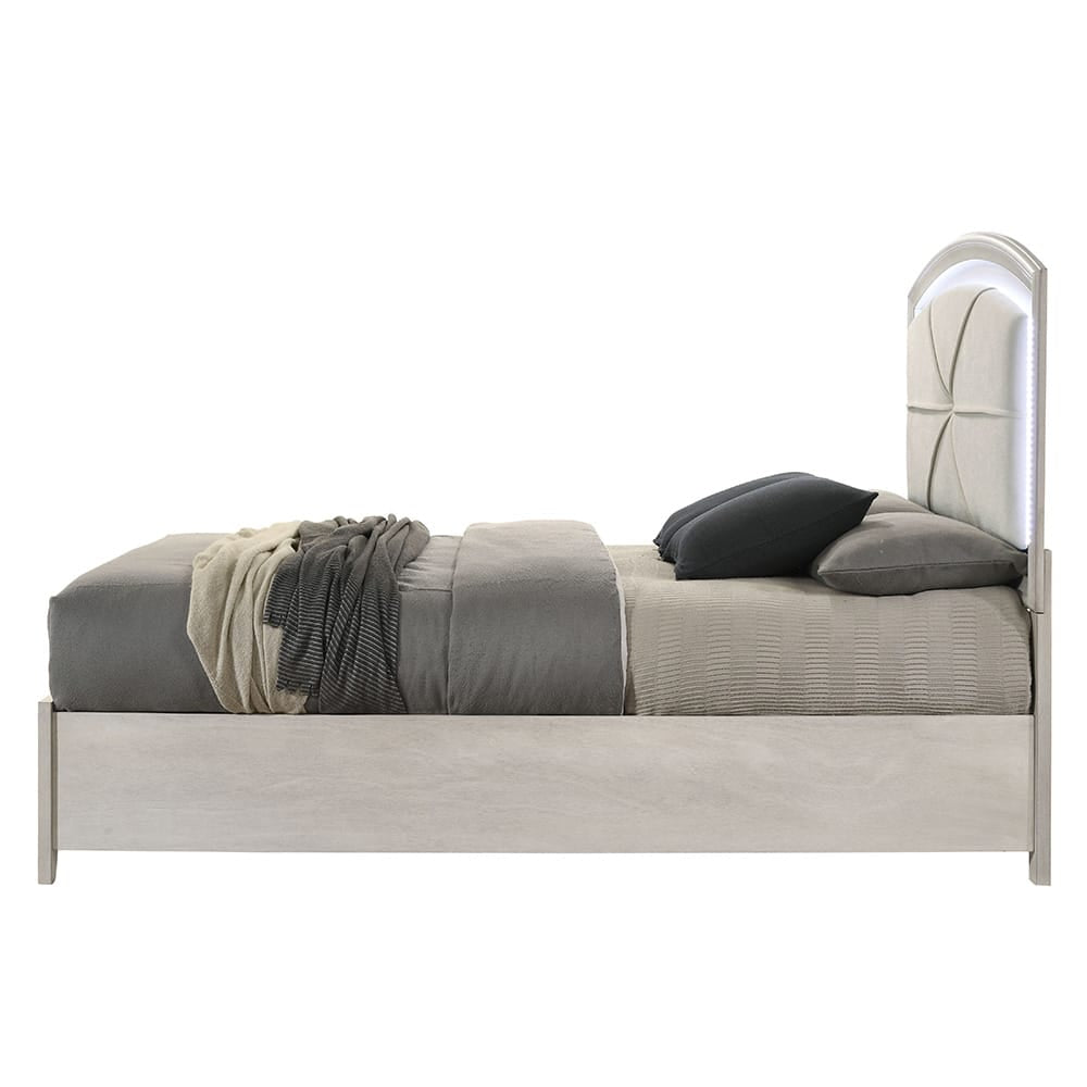 ACME Furniture - Ramondi - EK Bed w/Storage & LED - Antique White  - BD05281EK view 3