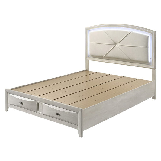 ACME Furniture - Ramondi - Queen Bed w/Storage & LED - Antique White  - BD05282Q view 1