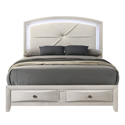 ACME Furniture - Ramondi - Queen Bed w/Storage & LED - Antique White  - BD05282Q view 2